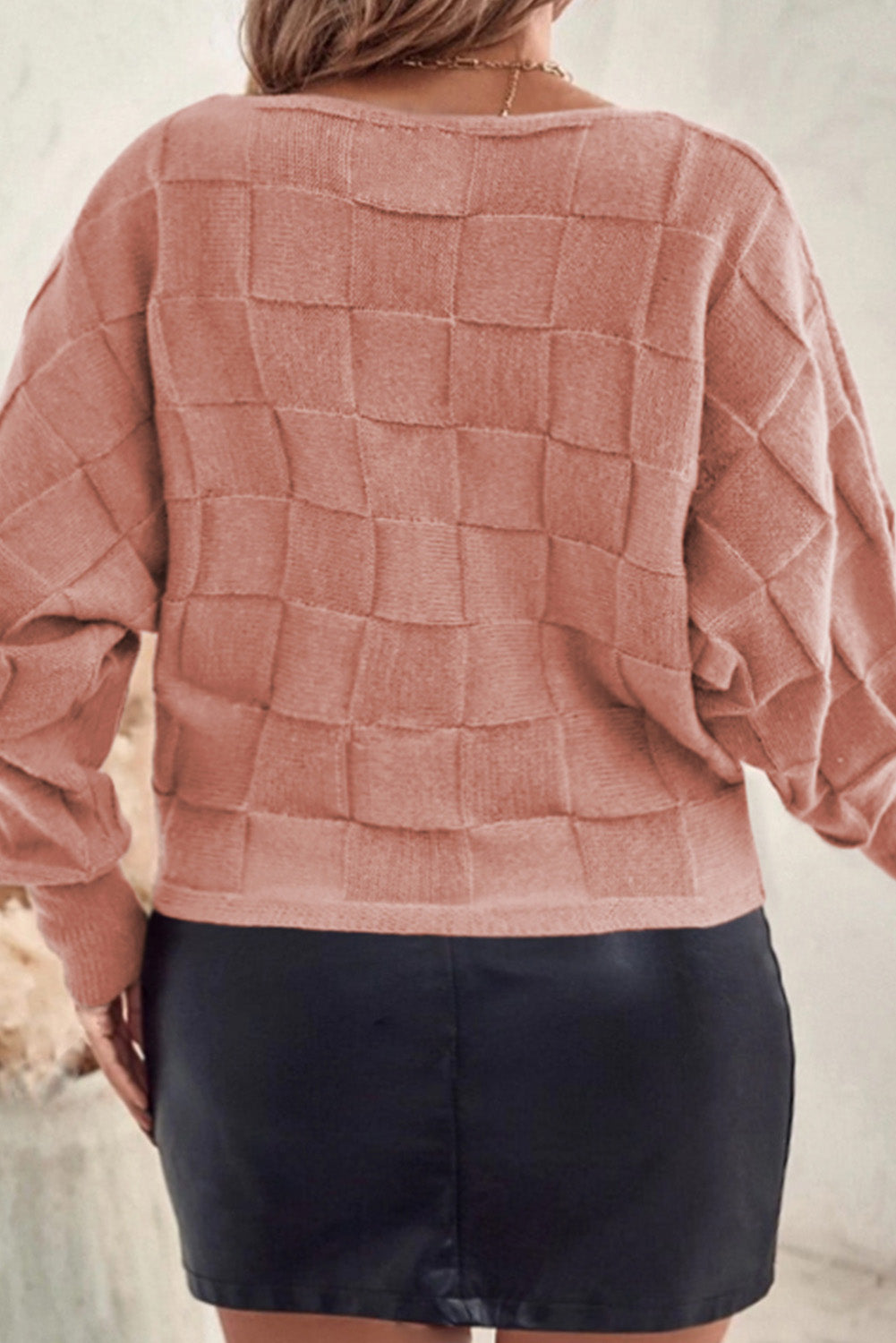 Pull en tricot texturé à carreaux unis